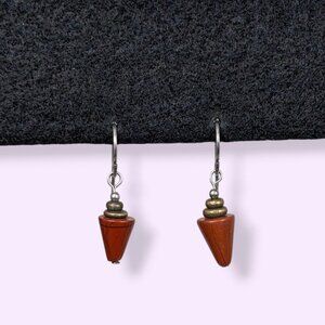 V. Red Jasper Geometric Dangling Earrings